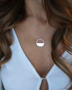 Срібний ланцюжок - кольє із медальйоном 004986