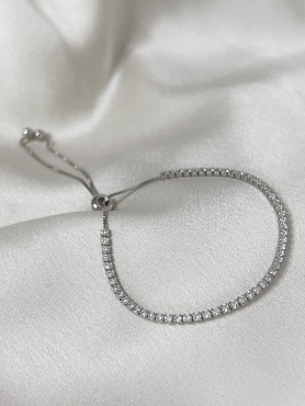 Браслет срібний з цирконієм діамантового огранювання на затяжці 000284