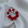 Брошь серебряная Калина с натуральным коралом