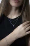 Кольє срібне подвійне із фіанітом 005176