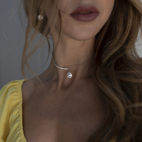 Кольє-чокер срібне з цирконієм діамантового огранювання 005229