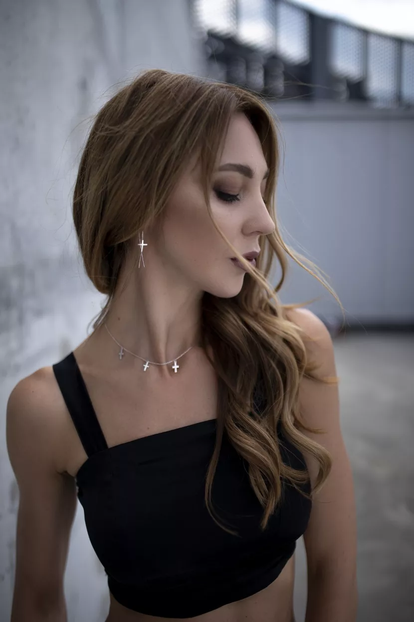 Сережки срібні з хрестиками 002941