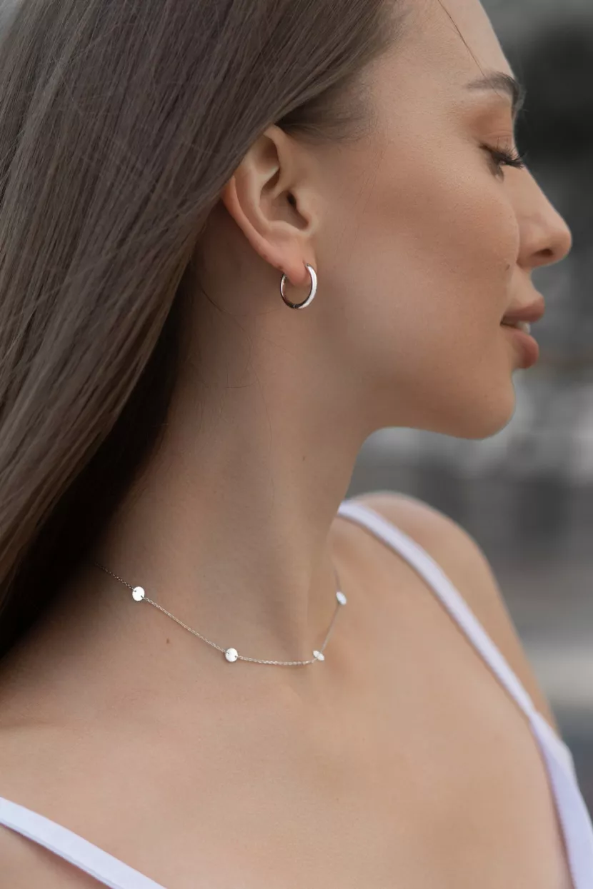 Сережки — кільця срібні 1,5см 003389