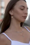 Сережки — кільця срібні з підвісними зірками 003399