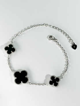 Браслет срібний з оніксом Клевери 000012