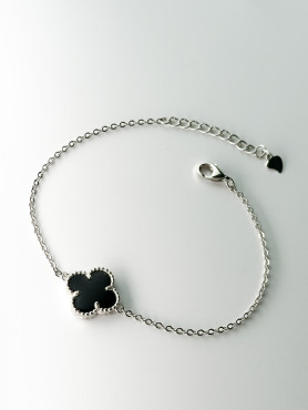 Браслет срібний з оніксом Клевер 1,5см 000029