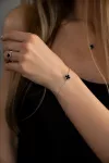 Браслет срібний з оніксом Клевер 1см 000031
