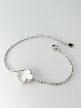 Браслет срібний з перламутром Клевер 1,5см 000037