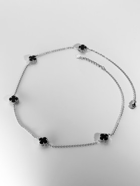 Кольє срібне з оніксом Клевери 1см 005103