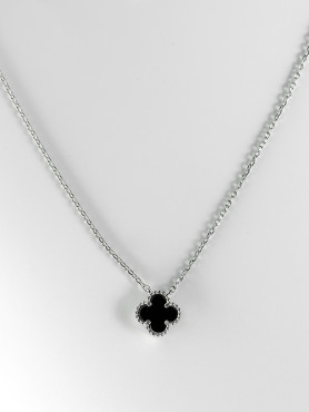 Кольє срібне з оніксом Клевер 1см 005105