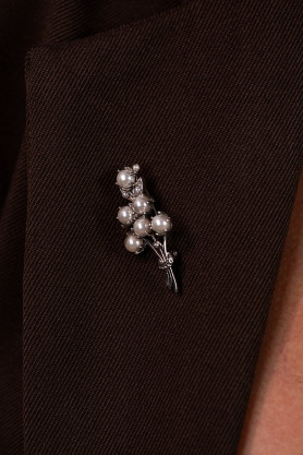 Брошка срібна Гілка перлів