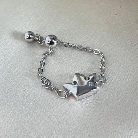 Каблучка срібна Корона з ланцюжком