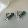 Сережки трикутні із зеленим камінням 002905