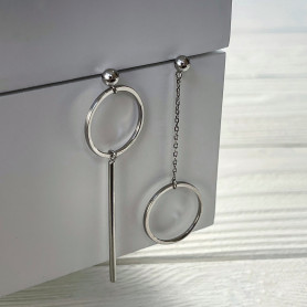 Сережки срібні асиметричні Геометрія 003012