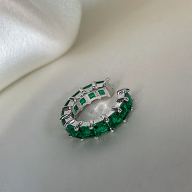 Сережка - кафа з зеленим цирконієм багетного огранювання