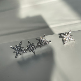 Сережки - кафи срібні асиметричні Метеорити