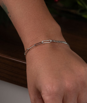 Браслет срібний комбінований з якірним та панцирним ланцюжком