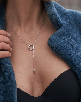 Срібне кольє-краватка Round 925°