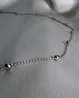 Кольє-ланцюжок срібне із кульками 005278
