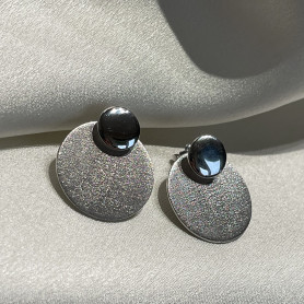 Сережки-джекети срібні двосторонні Сатин 003018