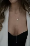 Серебряное колье-галстук с подвижным сердечком