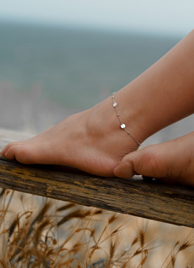 Браслет срібний на ніжку з монетками і кульками