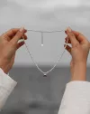 Колье серебряное с жемчугом и подвеской Квадрат