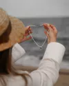 Колье серебряное с жемчугом и подвеской Квадрат