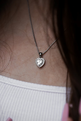 Підвіс срібний Серце з цирконієм діамантового огранювання 006329
