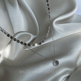 Срібне кольє подвійне з монетками 925