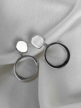 Сережки - пусети срібні із підвіскою безкаменні Геометрія