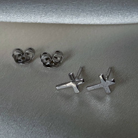 Сережки - пусети (гвоздики) безкамінні Крестики 003033