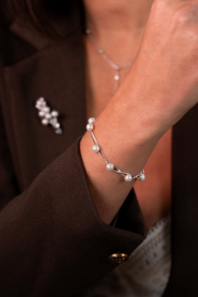 Браслет срібний з перлами 006748