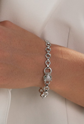 Браслет срібний Пантера з цирконієм діамантового огранювання