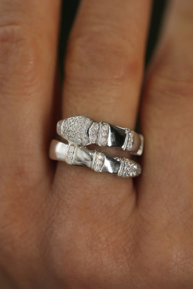 Каблучка срібна Змія із цирконієм діамантового огранювання 006847