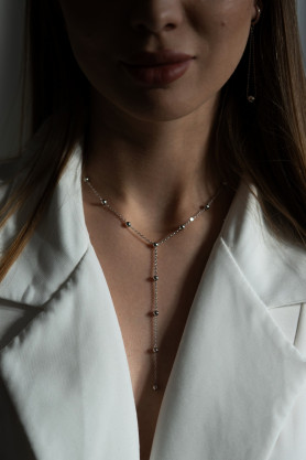 Срібне кольє-краватка з кульками 006707