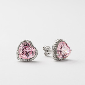 Сережки - пусети срібні Рожеве серце 1см 006856