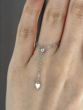 Каблучка срібна Сердечко із ланцюжком 006850
