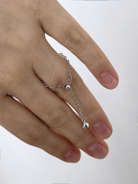 Каблучка срібна Кулька із ланцюжком 006851