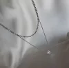 Срібне кольє подвійне з серцем 925°