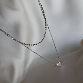 Срібне кольє подвійне з серцем 925°