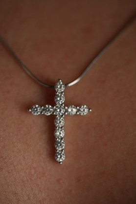 Підвіс срібний "Хрест" з цирконієм діамантового огранювання 006490