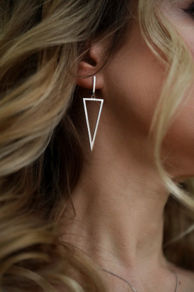 Сережки срібні висячі Трикутники 002984