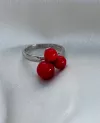 Каблучка срібна з коралом Три калини 006363
