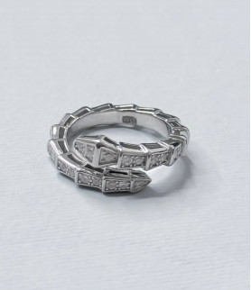 Каблучка срібна із цирконієм діамантового огранювання Змія 006874