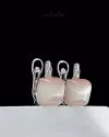 Серьги серебряные с розовым Кошачим глазом