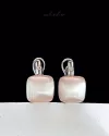 Серьги серебряные с розовым Кошачим глазом