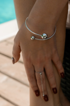 Браслет срібний литий з кулями 006883