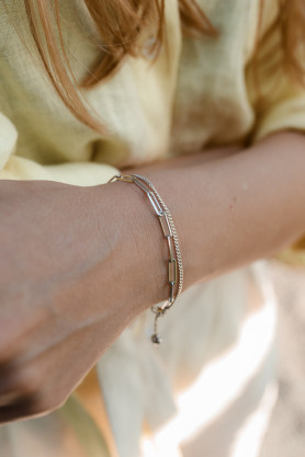 Браслет срібний подвійний в стилі кежуал 006904