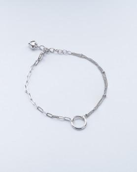 Браслет срібний Коло подвійний асиметричний 006907